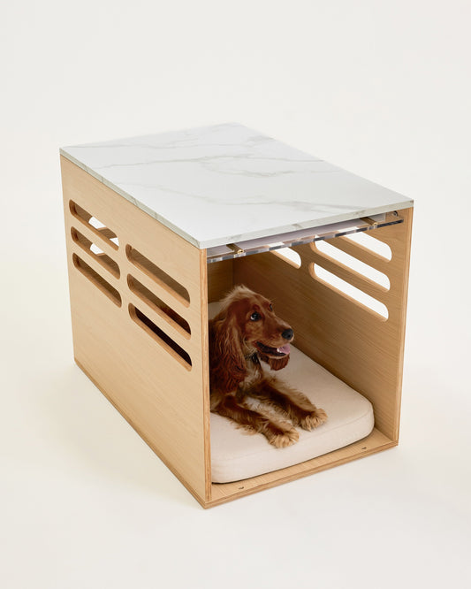 Side Table Crate - Elm Carrara Marble