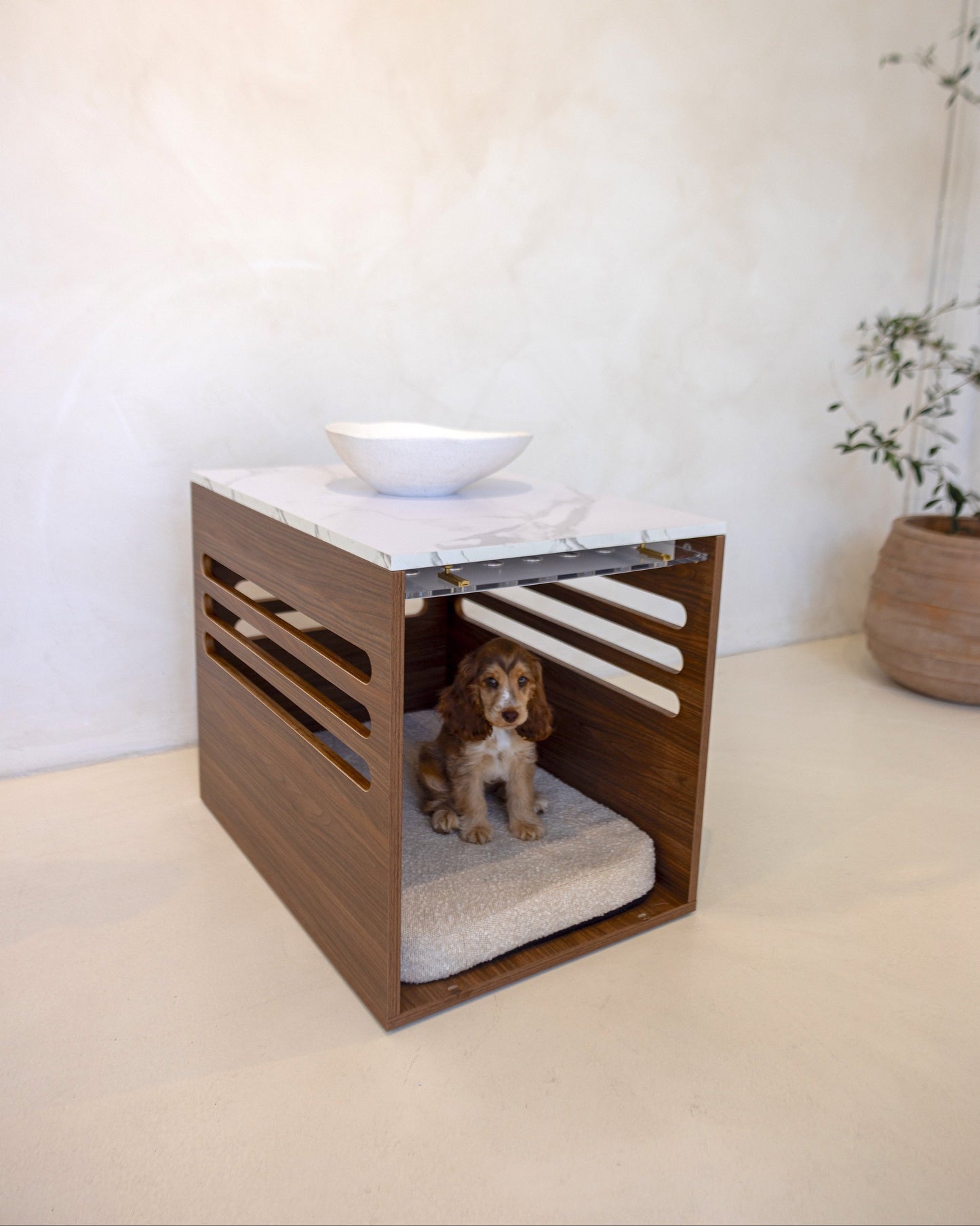Side Table Crate - Walnut Carrara