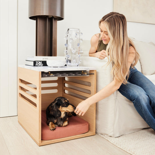 Side Table Crate - Elm Carrara Marble