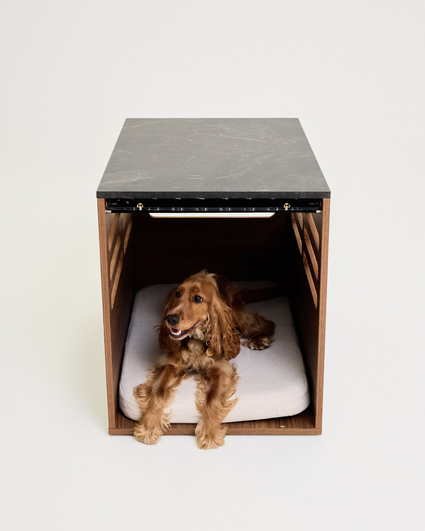 Side Table Crate - Walnut Black Mocha Marble