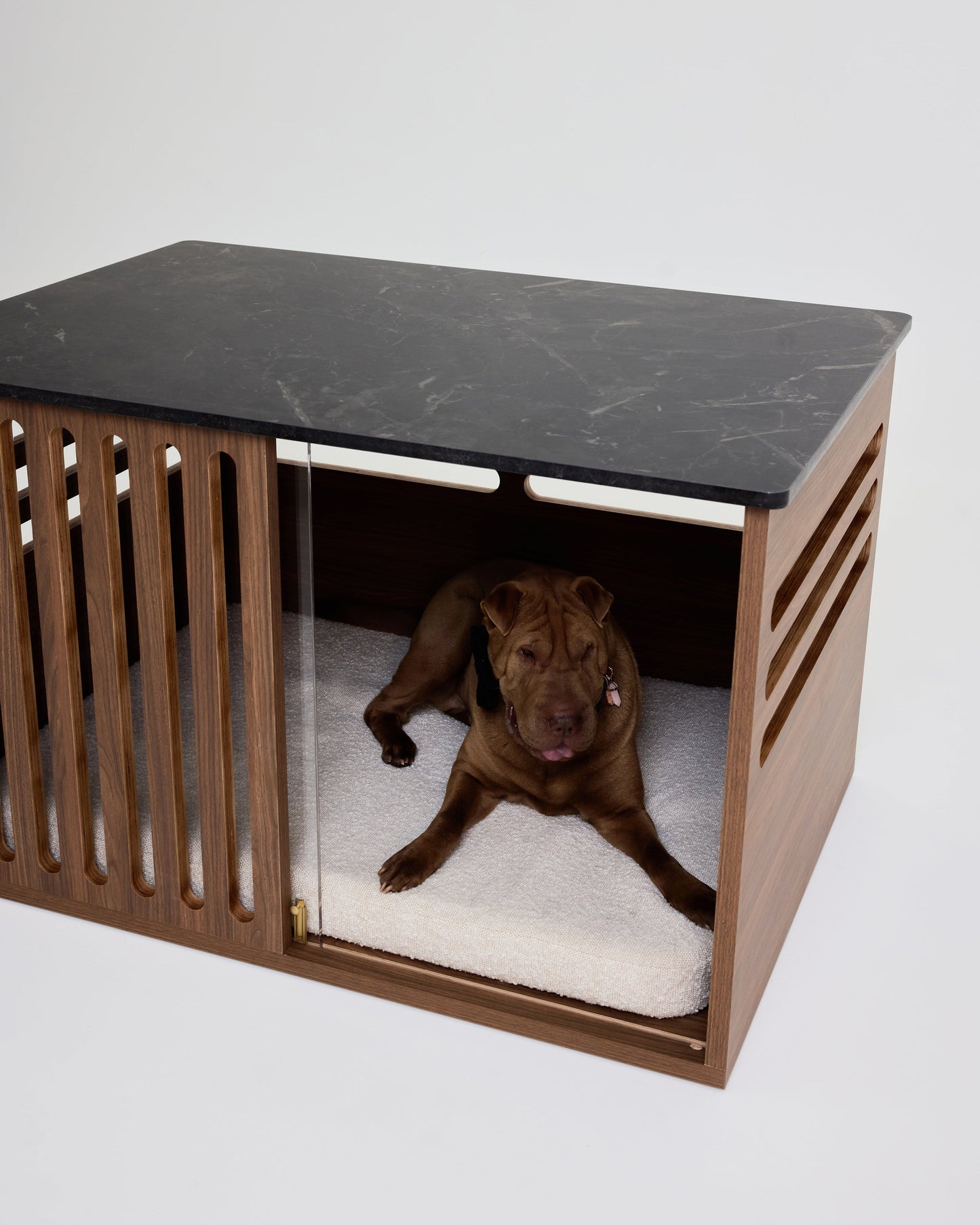 Large Buffet Table Crate - Walnut Black Mocha Marble