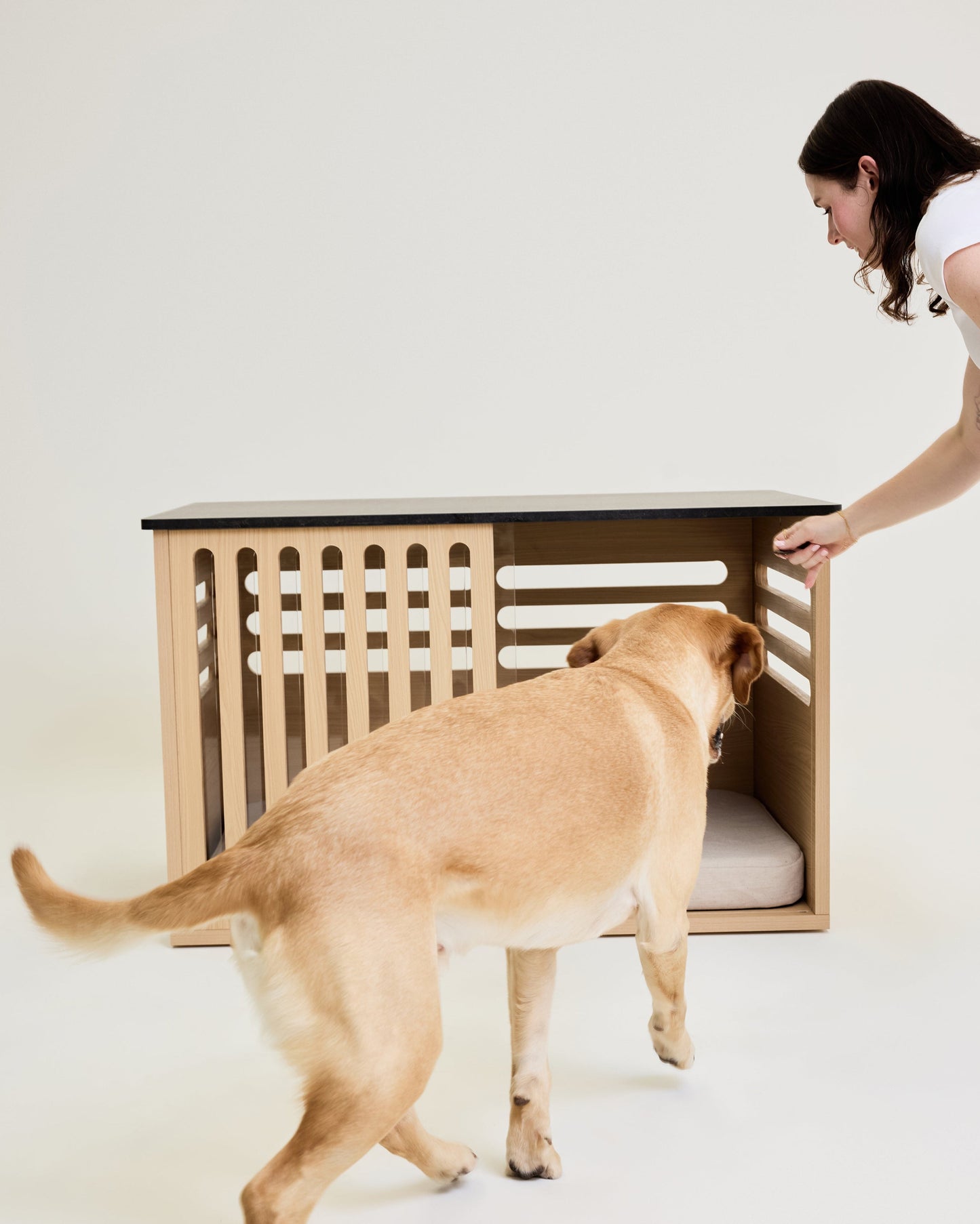 Large Buffet Table Dog Crate - Elm Black Mocha Marble
