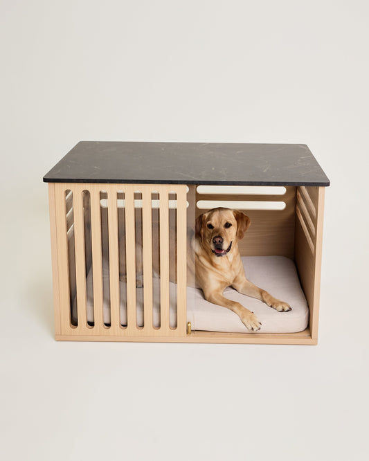 Large Buffet Table Dog Crate - Elm Black Mocha Marble