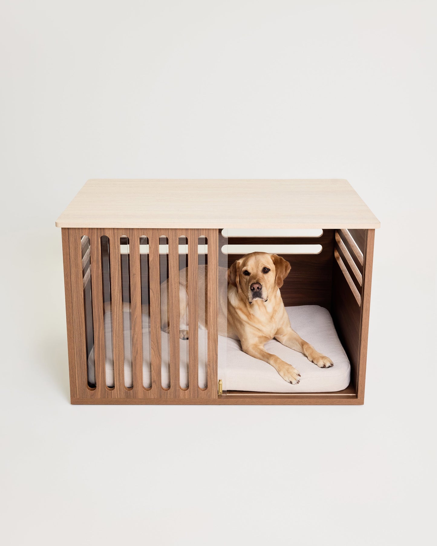 Large Buffet Table Dog Crate - Walnut Travertine
