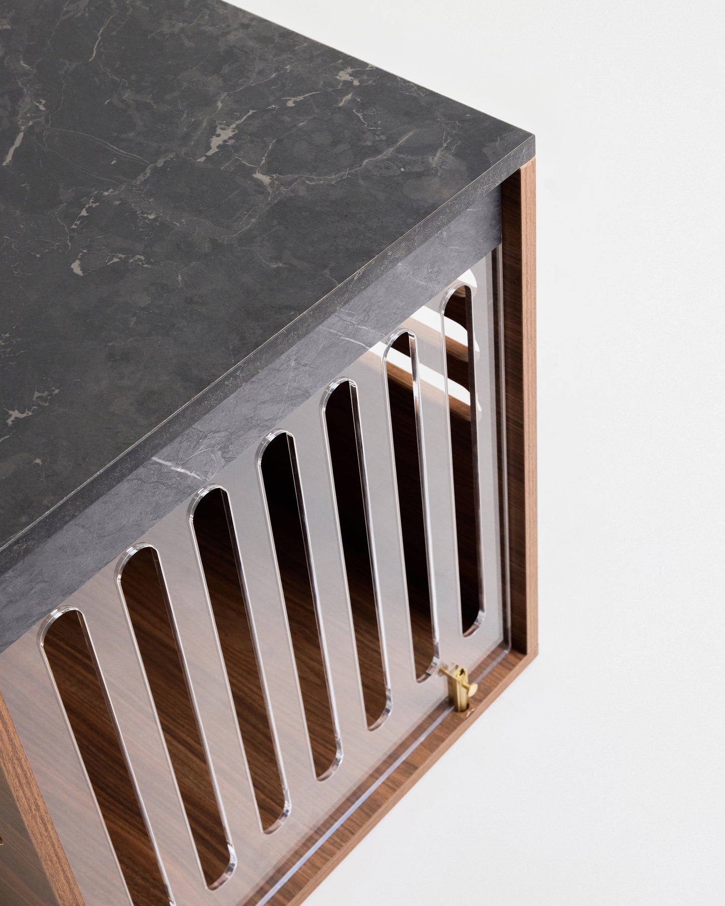 Side Table Crate - Walnut Black Mocha Marble