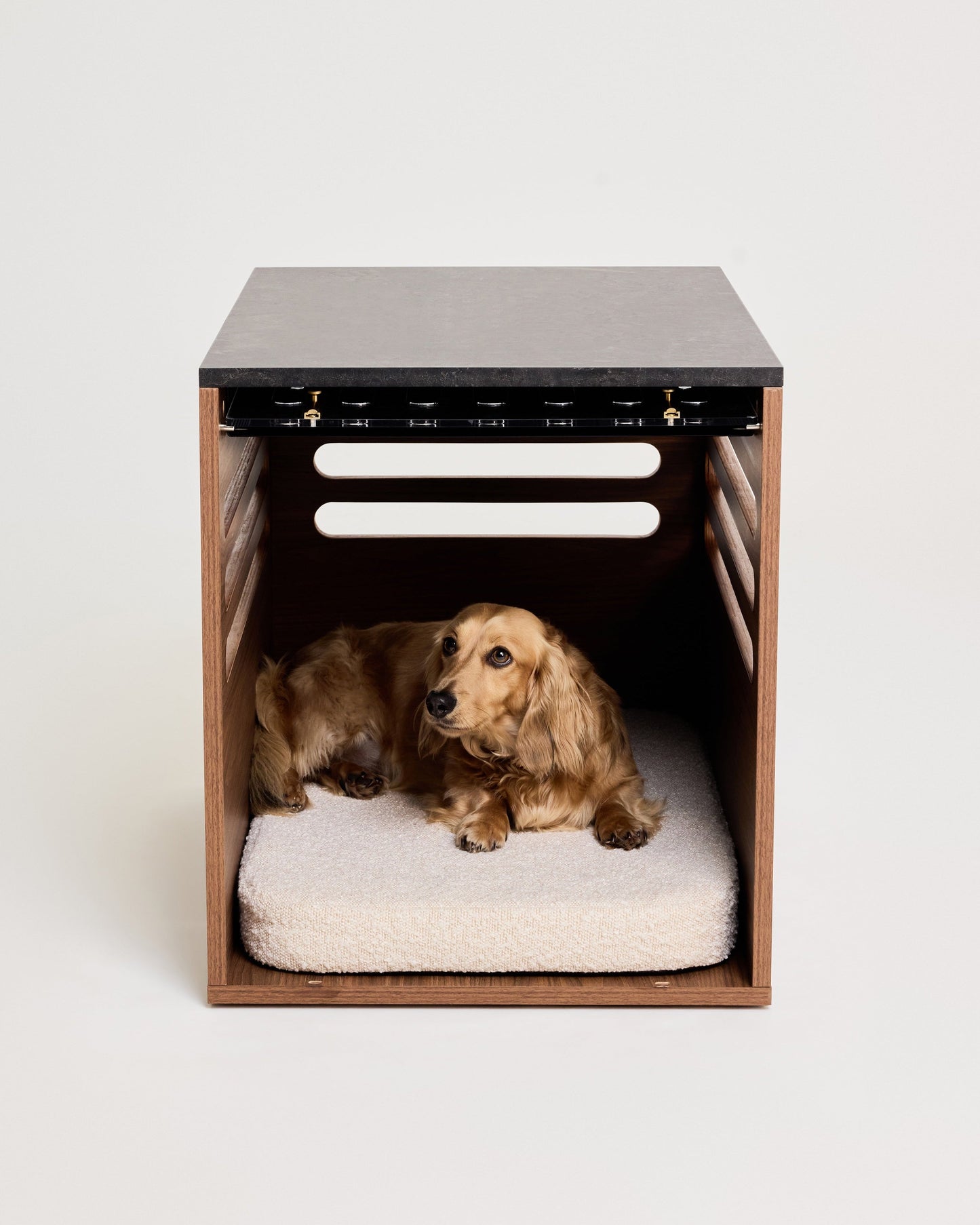 Side Table Crate - Walnut Black Mocha Marble