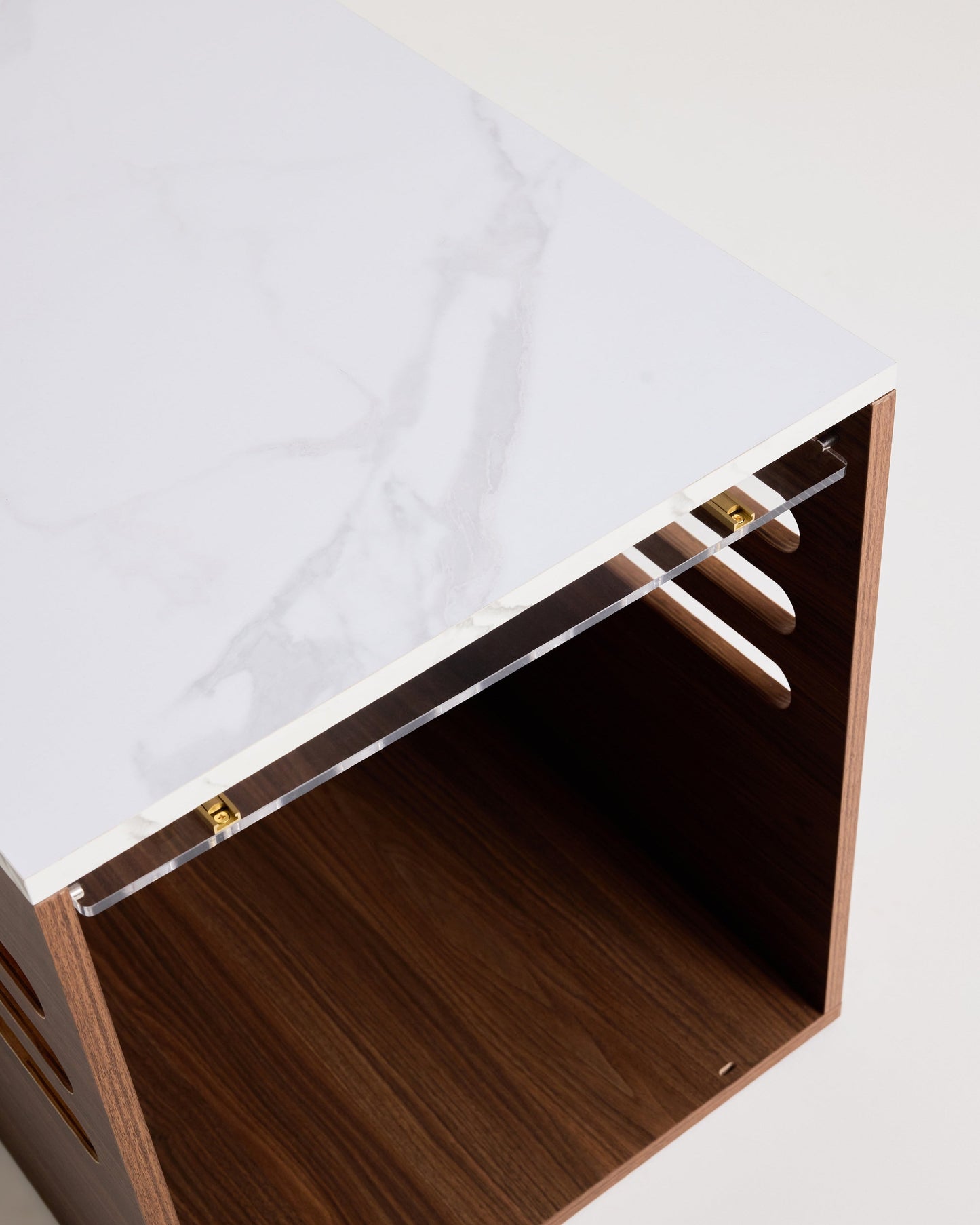 Side Table Crate - Walnut Carrara
