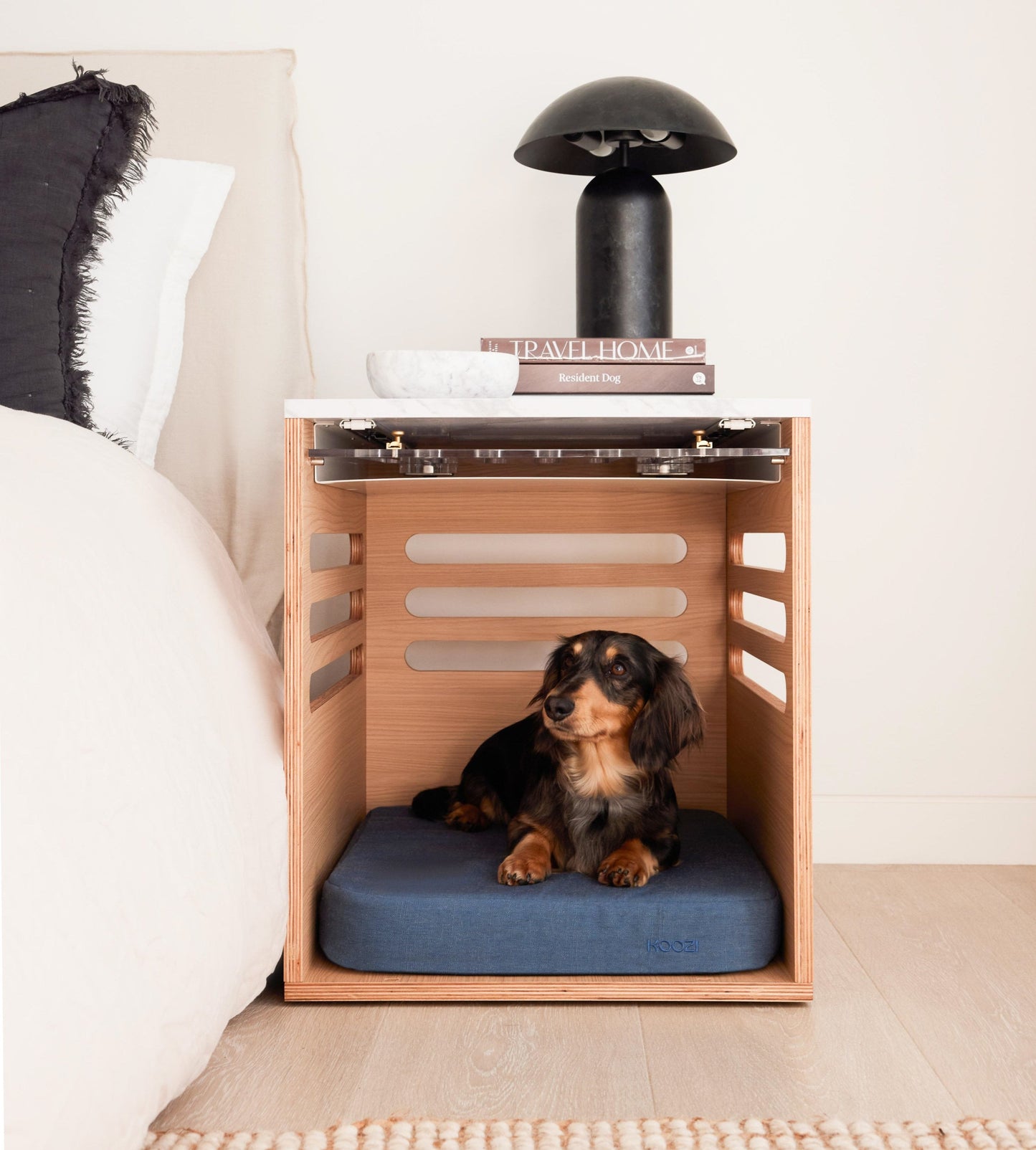 Side Table Crate - Elm Carrara Marble