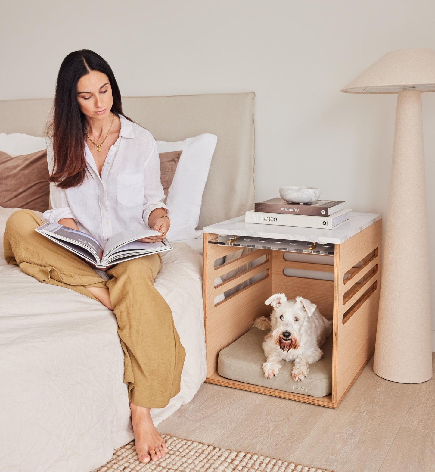 Side Table Crate - Elm Carrara Marble