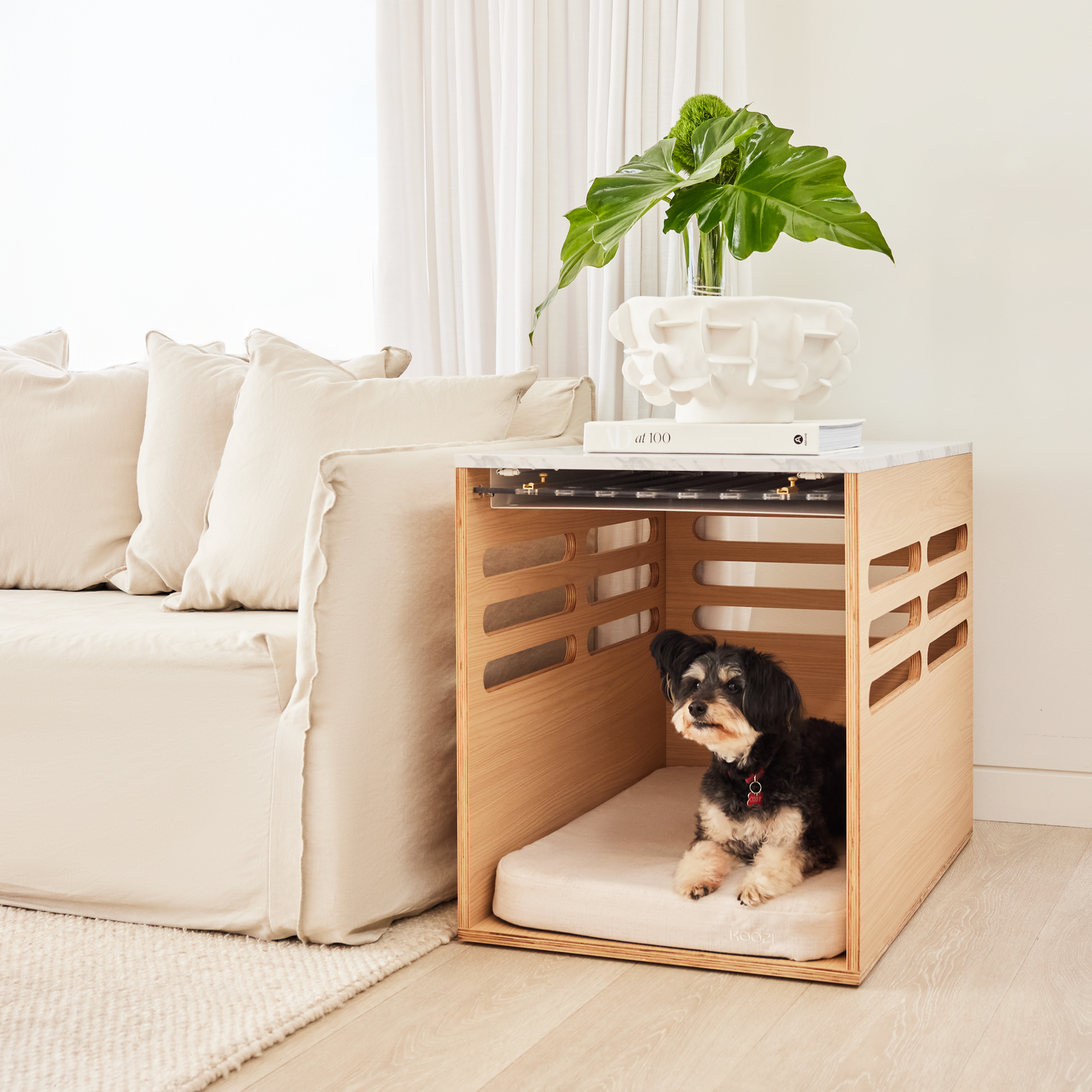Side Table Crate - Elm Carrara Marble