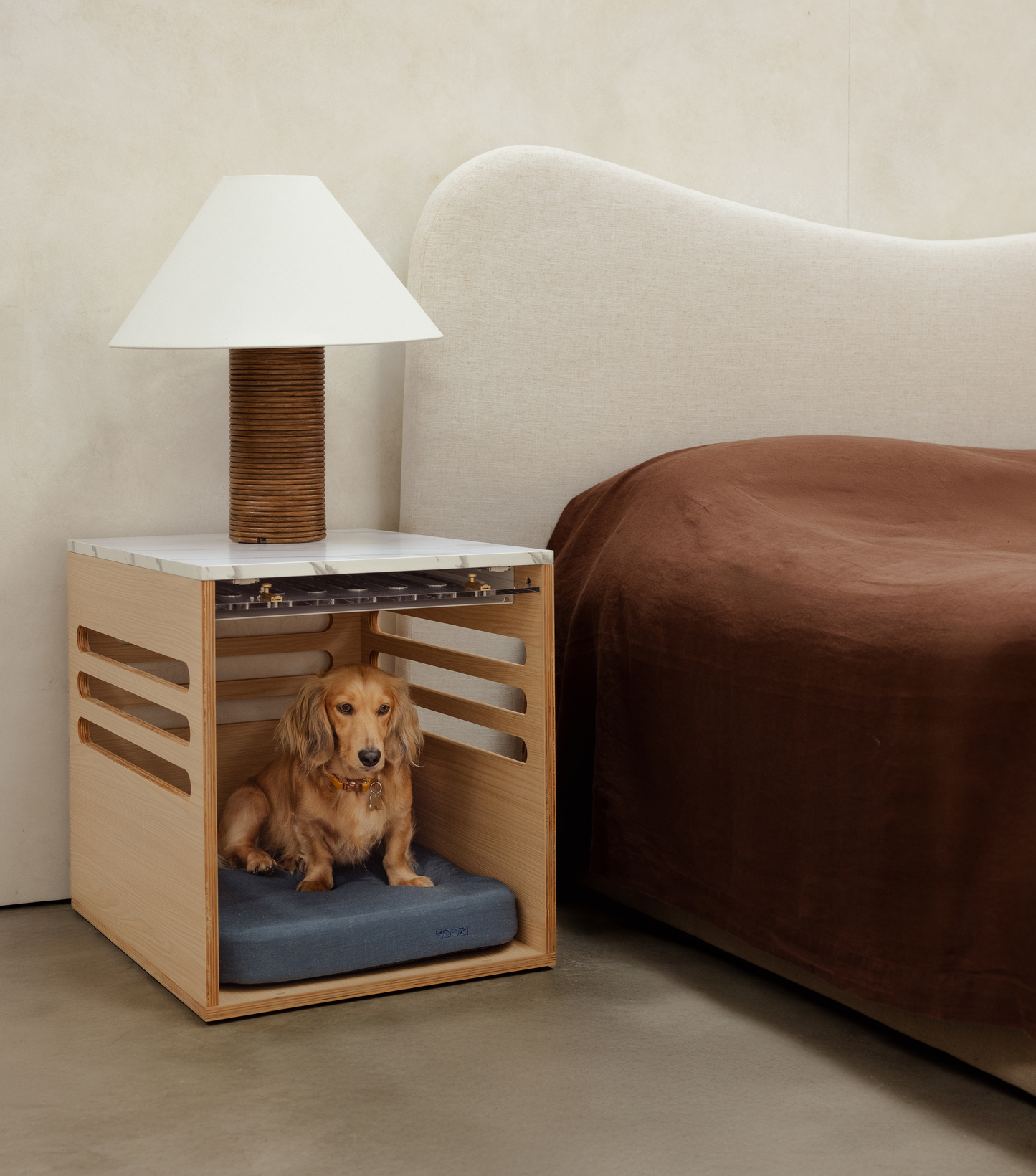 Side Table Crate - Elm Carrara Marble
