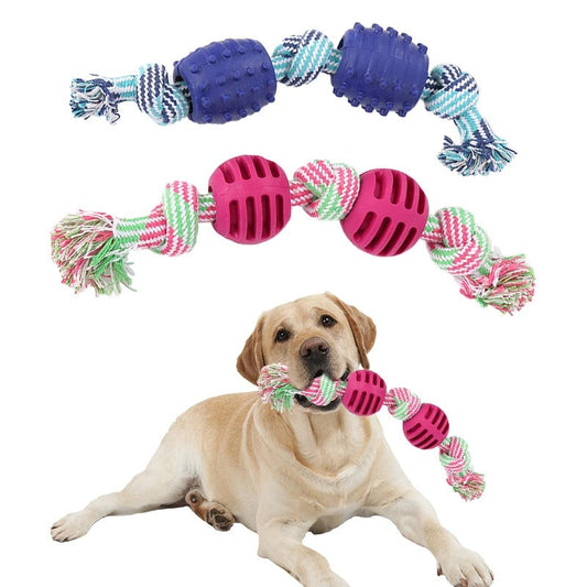 Double Knot Cotton Cord with Ball Dog Toy