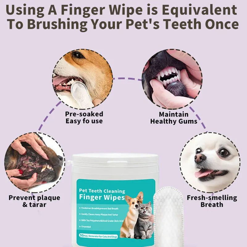 Tooth Cleaning Finger Wipes for Pets